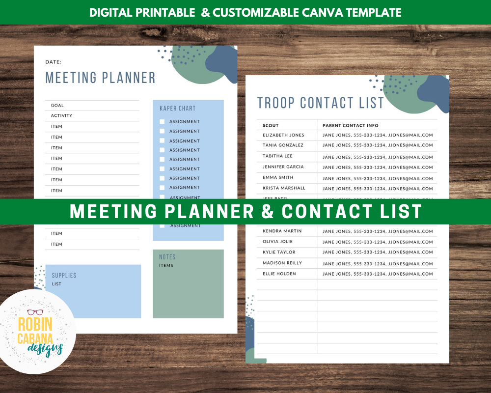 GIrl Scout Meeting Planner